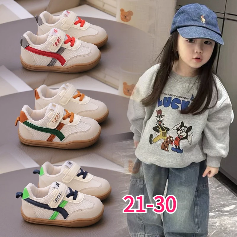 Kids Sneakers Retro PU Leather Anti Slip Soft Children Shoes Breathable Mesh Trainers for Boys Girls Ages 1‑10 Children's Shoes
