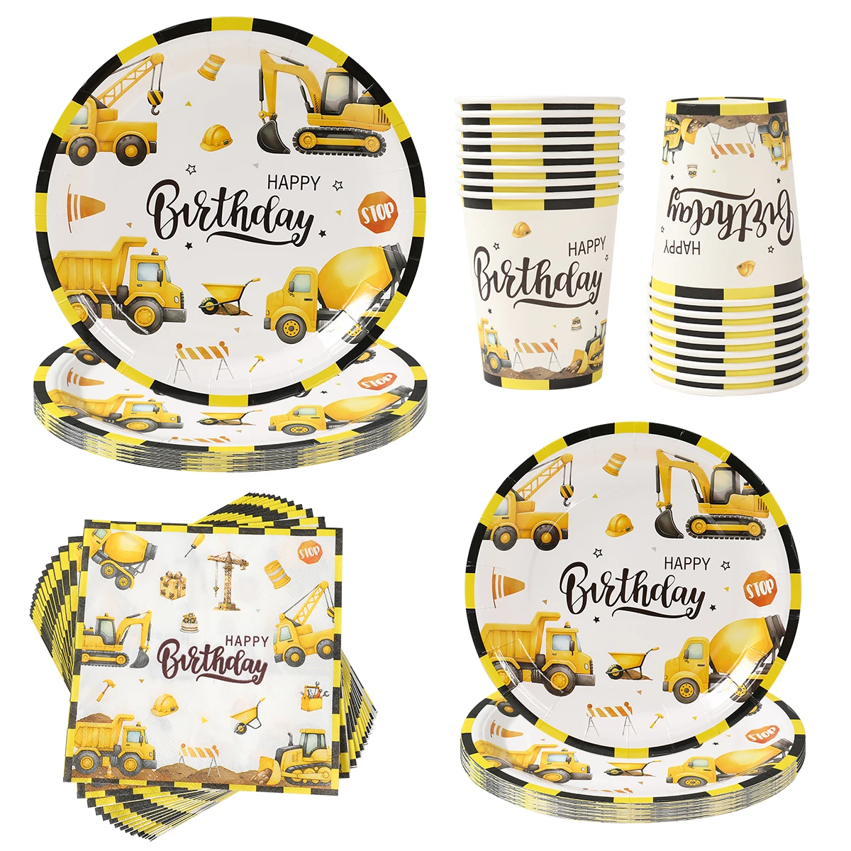 Инженерный автомобиль, тематическая вечеринка, набор посуды, экскаватор, грузовик, строительный декор для дня рождения, детские товары для дня рождения
