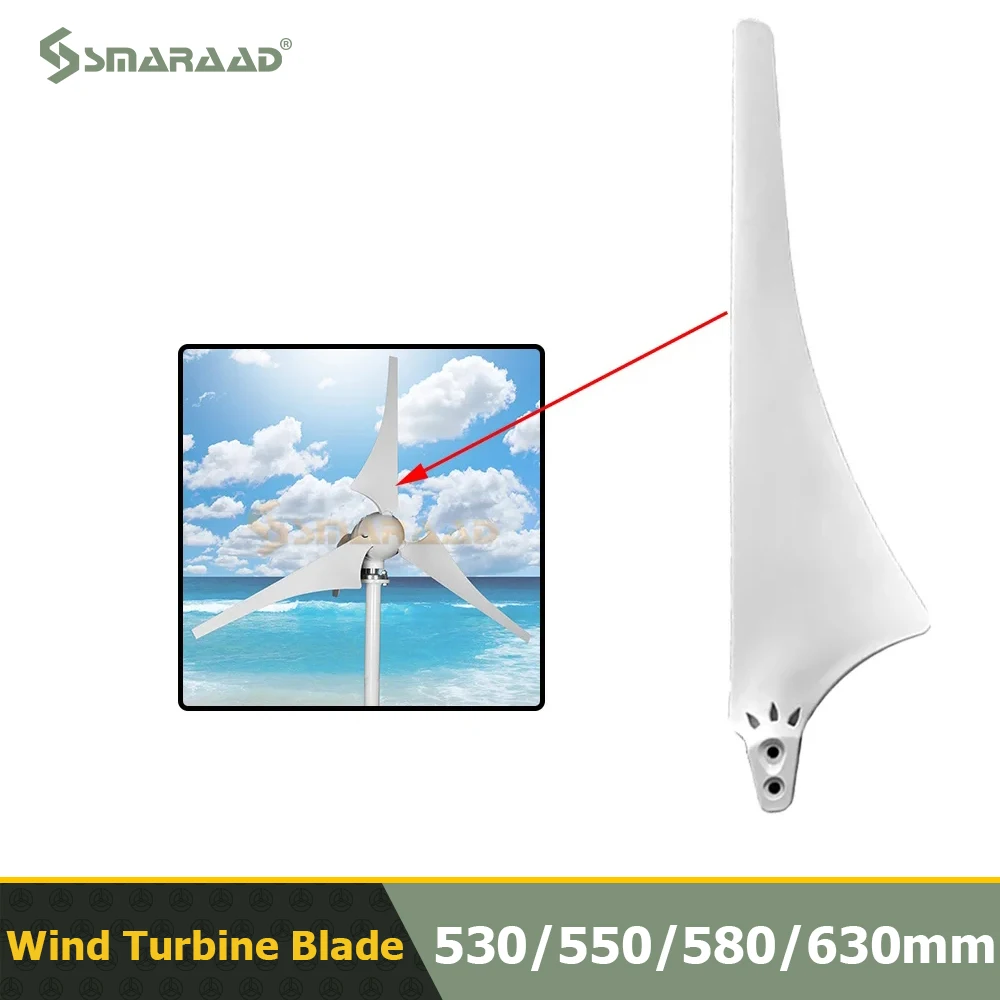 530/550/580/630mm Nylon Blade New Energy Windmill Horizontal Wind Turbine Generator Blades With Hub and Hood