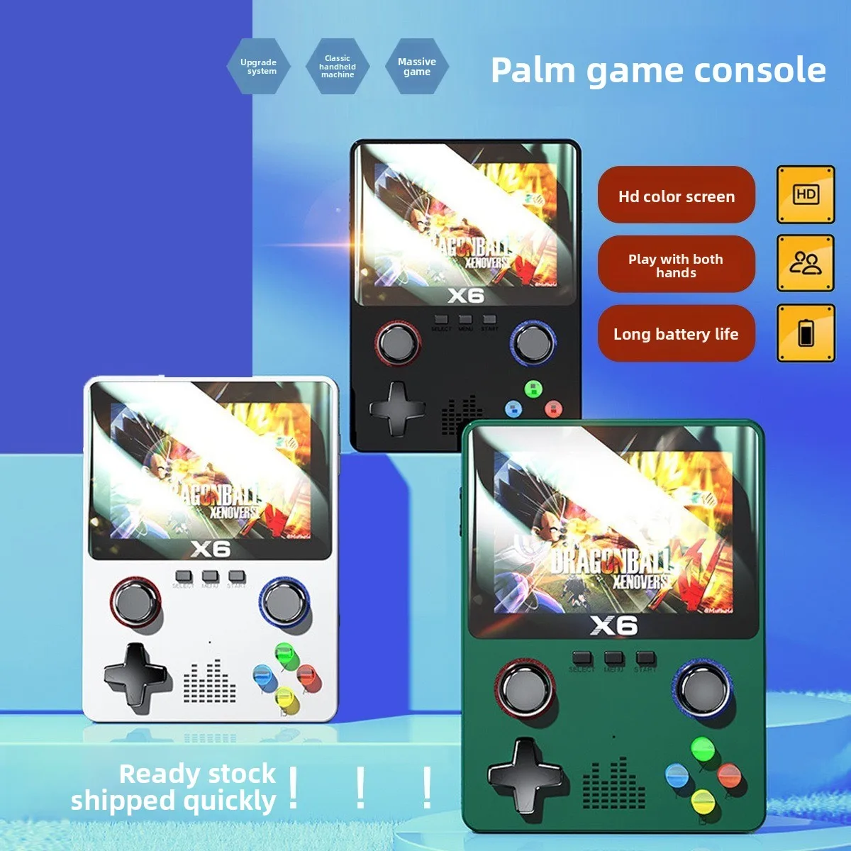 

Новая портативная игровая консоль X6 представляет собой эмулятор с двойным джойстиком высокой четкости и более десять тысяч игр.