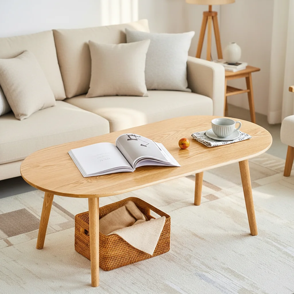 #Solid Oak Low Profile CoffeeSimple Nightstand For Living Room Or Balcony Small Spaces