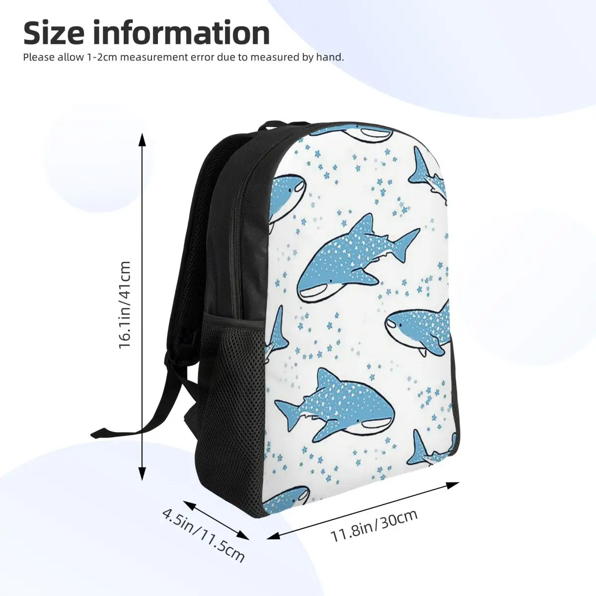 Starry Whale Sharks Student Backpack School Bag Hiking Travel Daypack for Men Women Fashion Bookbag Shoulder Bags