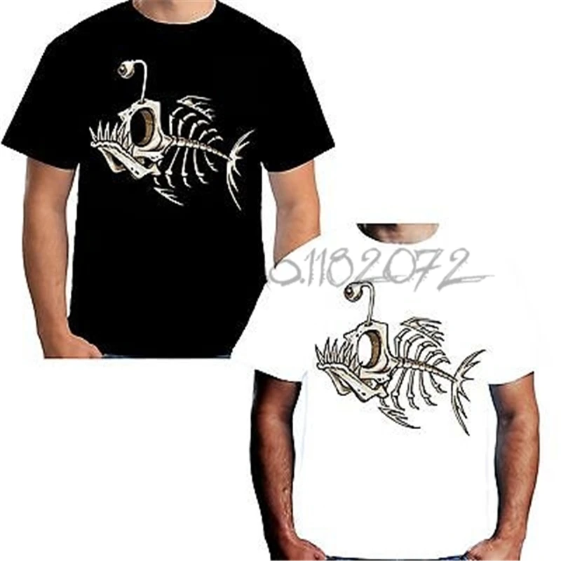 Velocitee Mens Bone Fish T Shirt Weird Skeleton Fashion summer brand tshirt for male cotton man tops sbz5359