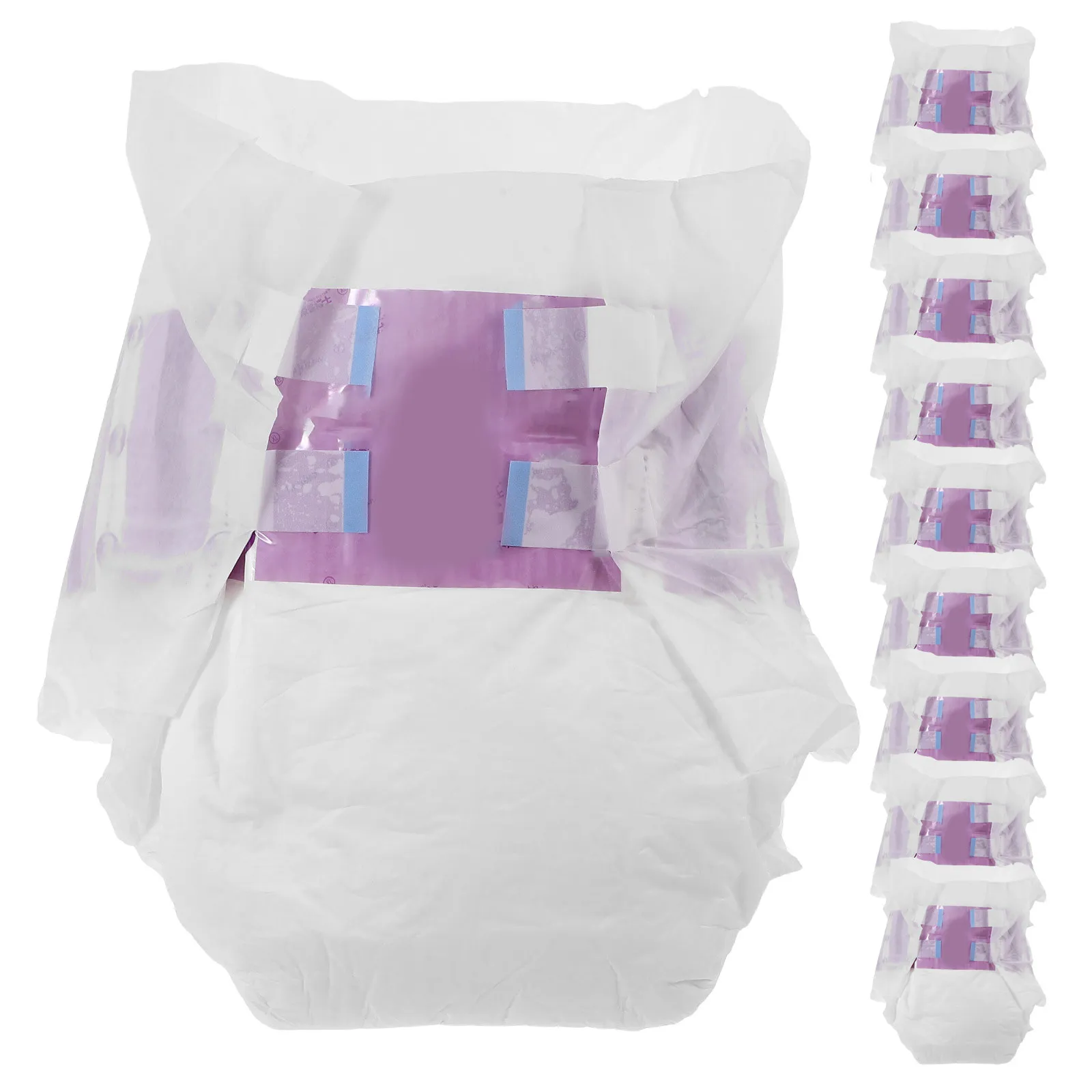 10Pcs Adult Diaper Grade Soft Breathable Pe Nonwoven Wood Pulp Diapers for Seniors Wheelchair Users Incontinence Care