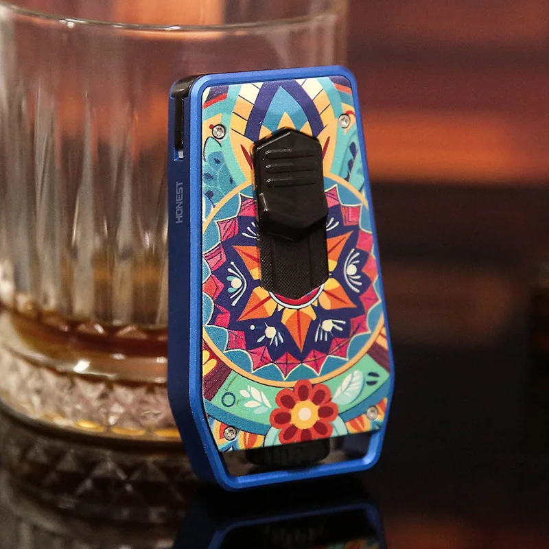 HONEST New Style Windproof Straight-through Windproof Inflatable Lighter Metal Double Torch High Power Cigar Lighter Men's Gift