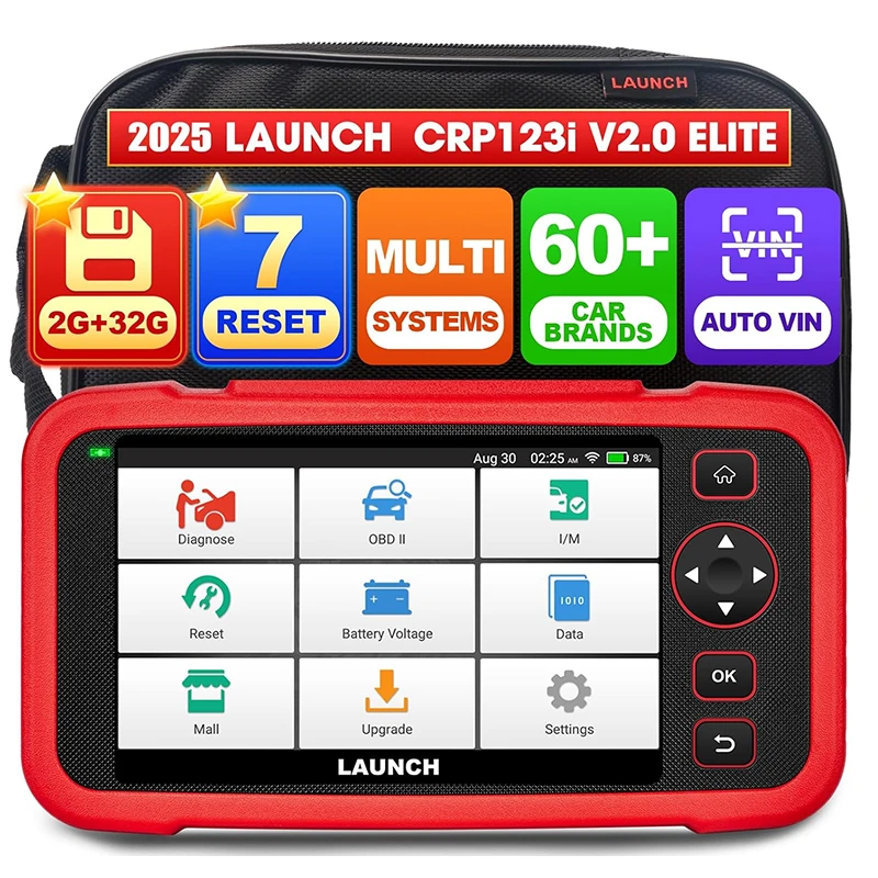 

OBD-сканер, OBD2 Scanner CRP123I V2.0 Elite 2025 Пожизненное бесплатное обновление Инструмент сканирования всех систем с сбросом SAS/дросельной заслонки/масла Все автомобили