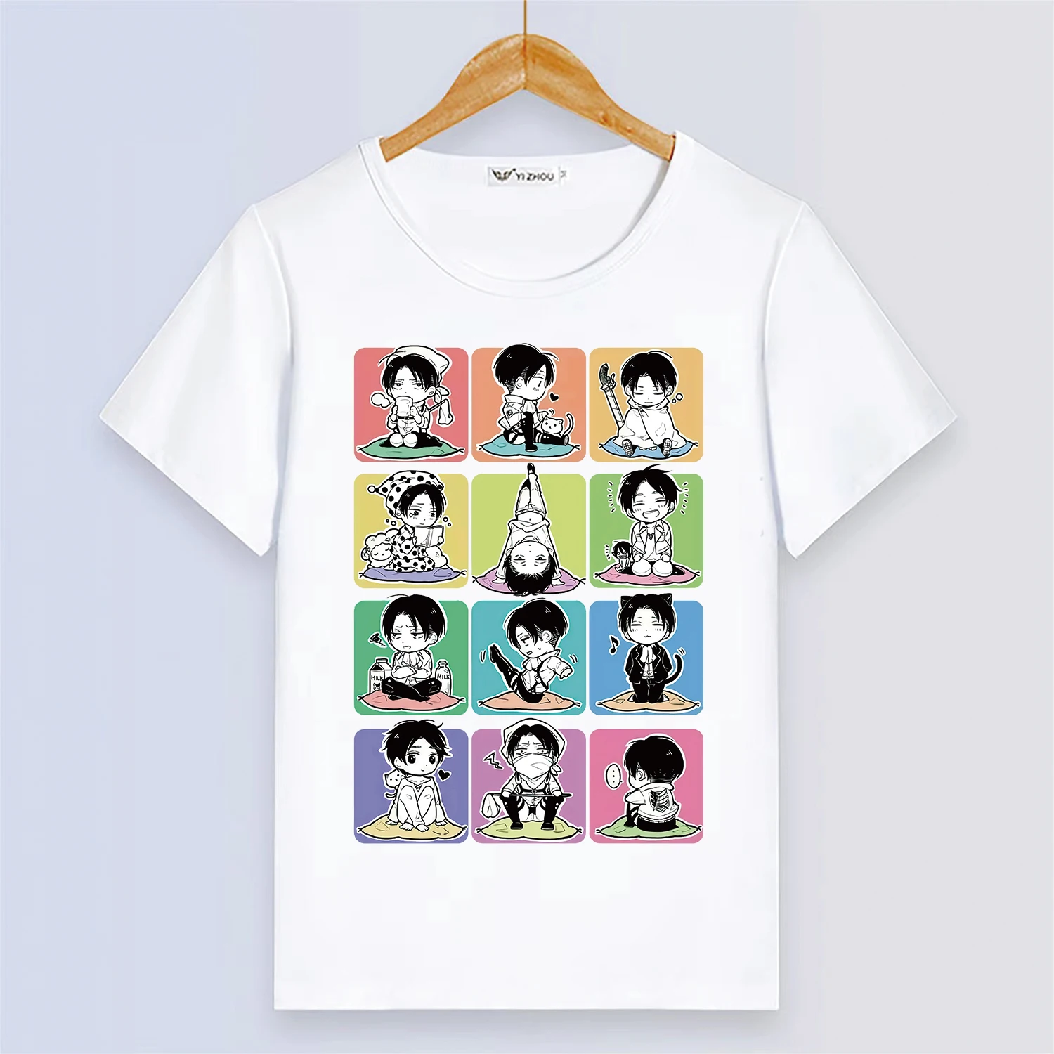 Attack on Titan Summer Short Sleeve T Shirt Cartoon Printing White T-shirt Boys Tops Clothes Breathable Modal Tees Shirts Levi