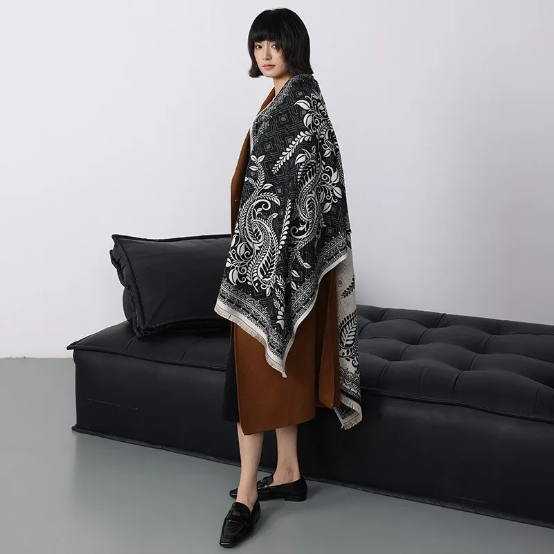 

New women's scarf for winter, versatile faux cashmere double-sided premium thick outerwear warm shawl