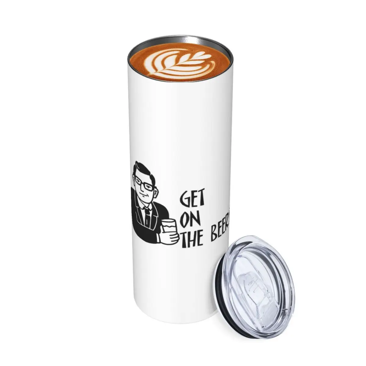 Get On The B Stainless Steel Tumbler Vacuum Insulated Mugs Thermal Cold Bottle Straw With Lid 20oz