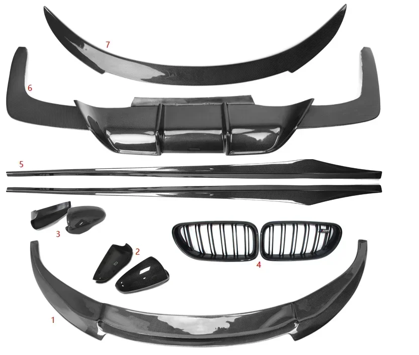 V Style Carbon Fiber Body Kit For BMW 6 Series F06 F12 F13 M6 2014 UP Front Lip Mirror Cover Grille Side Skirt Diffuser Spoiler