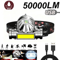 LED USB Rechargeable COB Headlamp 1200mA Powerful Headlight Super Bright Waterproof Head Torch For Outdoor dual light sources