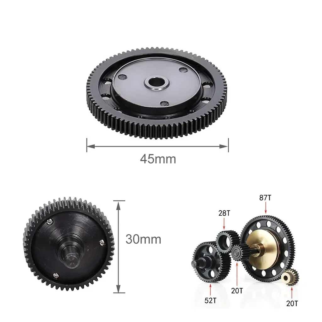 Conjunto completo de engrenagens de transmissão de aço endurecido com engrenagem do motor para 1/10 rc rastreador carro axial scx10 peças de atualização da caixa de velocidades