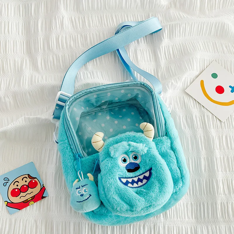 دمية الوحوش الجامعية Sulley Blue Monster Doll ، حقيبة لطيفة ، شكل دائري أو مربع ، لعبة لينة كهدية عيد ميلاد