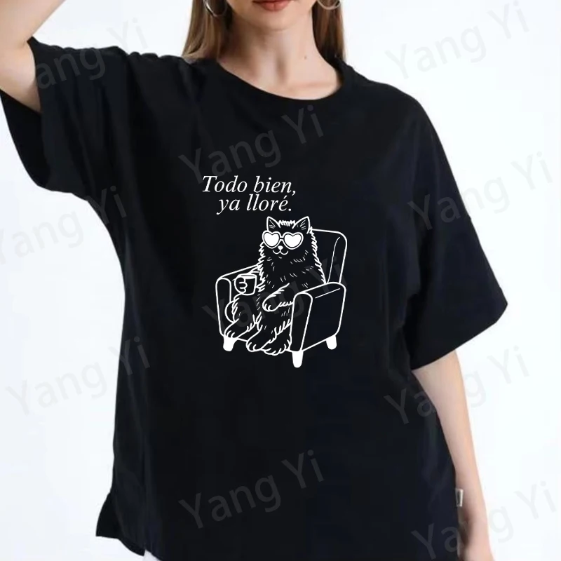 Hot Fashion Lazy Little Cat Printed Men Women T-shirts Summer Cotton Casual Short Sleeved T-shirt Round Neck Tops Harajuku Shirt