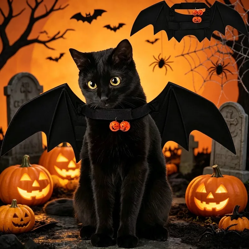 1PC Halloween Bat Wing Pet Costume Cat Dog Outfit Festival Party Role Play Dress Up Clothes for Small Medium Pets