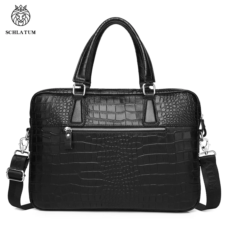 Free Custom Genuine Leather Crocodile Grain Briefcases Hard For Men 15.6 Inch Laptop Briefcase Bags Computer Bag Luxury Handbags