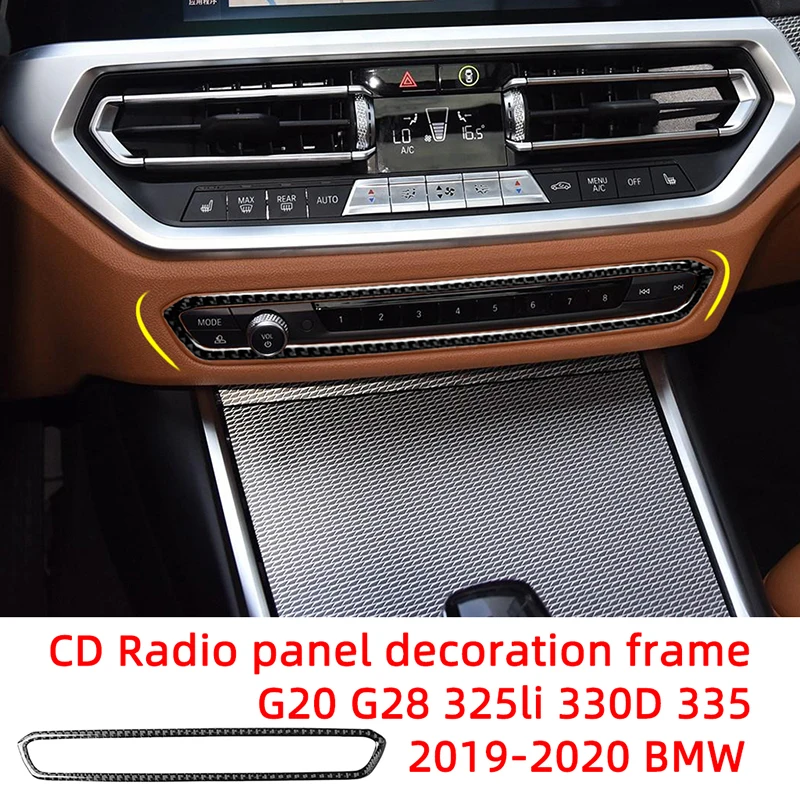 Marco de decoración de Panel de Radio CD, pegatinas de coche de fibra de carbono para BMW 2019-2020 G20 G28 325li 330D 335, accesorios interiores