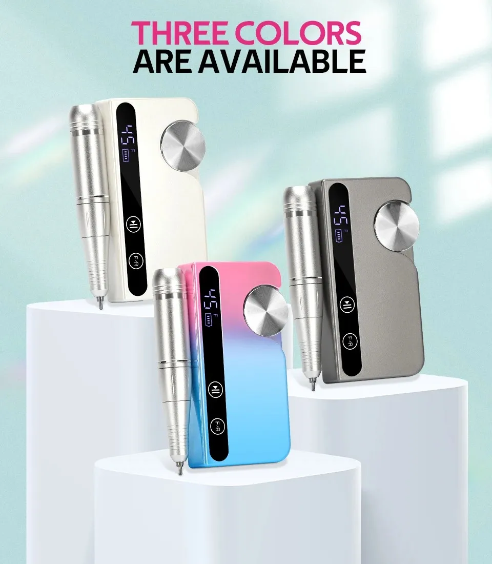 45000RPM Electric Nail Drill Machine Set USB Charging Low Voice Electric Nail Lathe with HD LCD Display