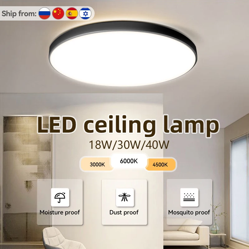 LED Ceiling Lamps Modern Bedroom Ceil Light 18/30/40W Led 220V Ceiling Lights Round Living Room Indoor Kitchen Lamp White Light