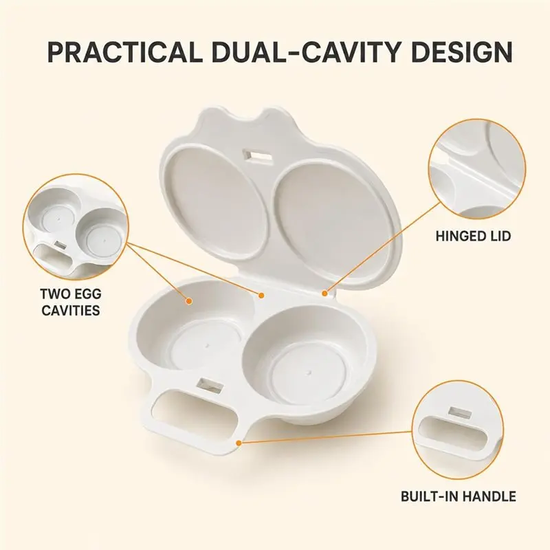 ABDJ-Dual Cavity Nonstick Microwave Egg Poacher With Lid And Handle Two Separate Cavities Cook,Two Eggs At Once Egg Cooker