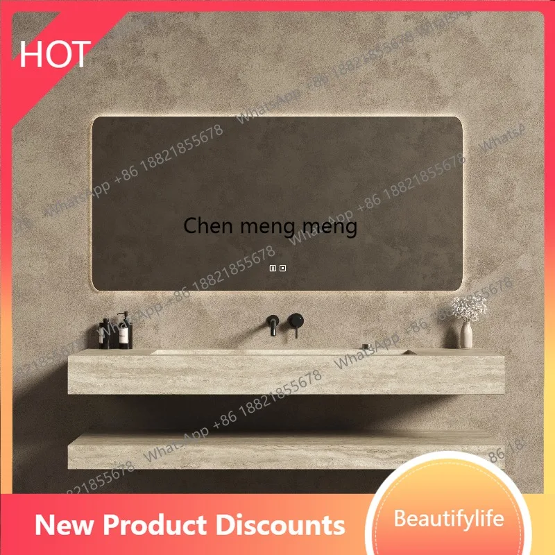 

A13 seamless basin bathroom cabinet combination travertine washbasin washbasin pool hotel double basin washbasin