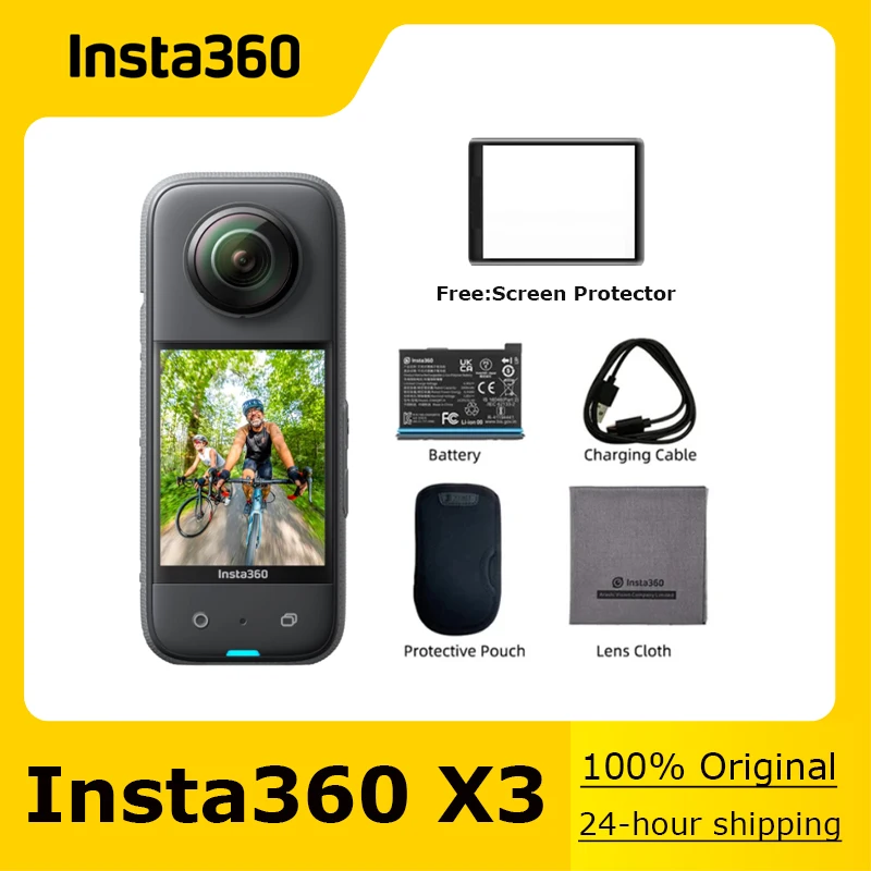 Original Insta360 X3 Standard Bundle + Free Gift Screen Protector, 360° Sport Action Camera