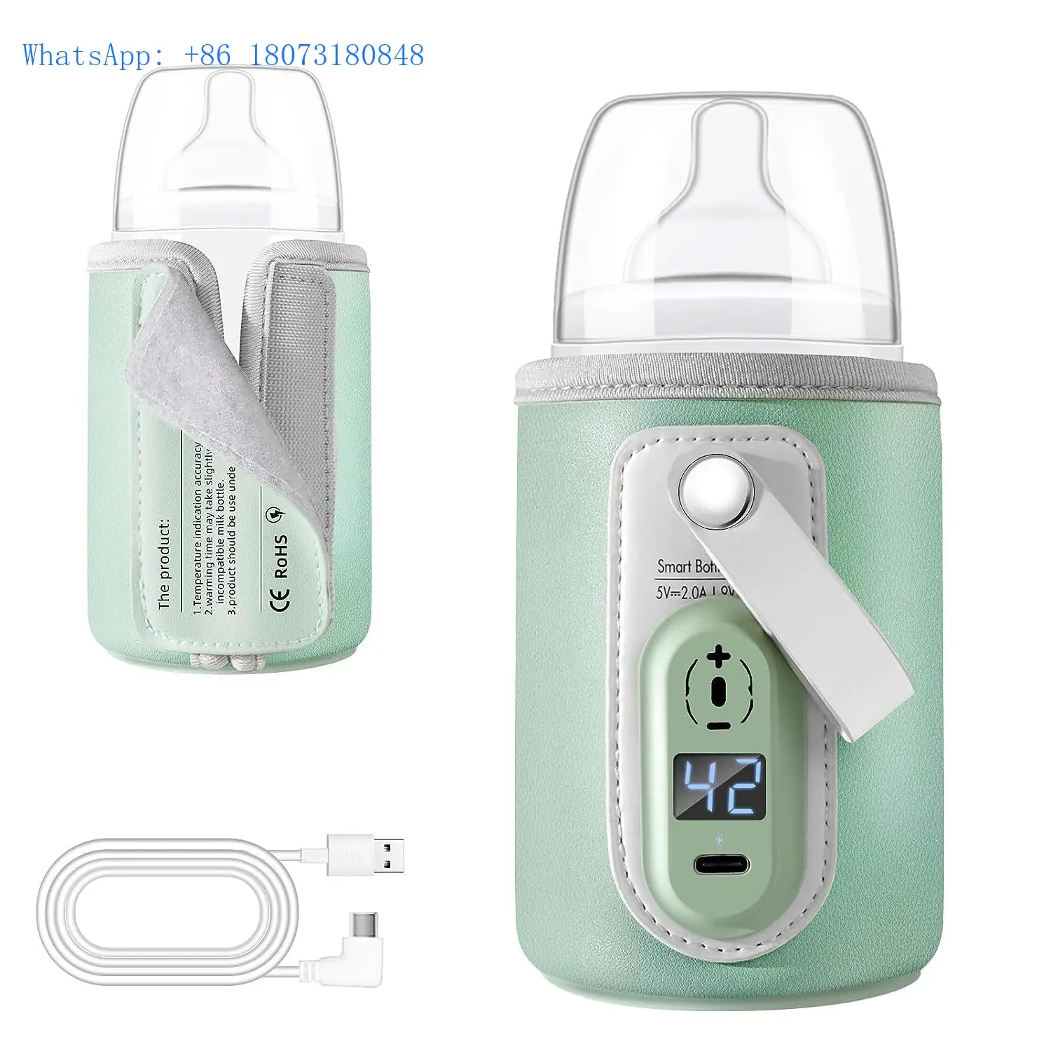 Wireless Baby Food Makers Bottle Warmers Travel Milk Warmer Portable USB Heating Baby Bottle Warmer