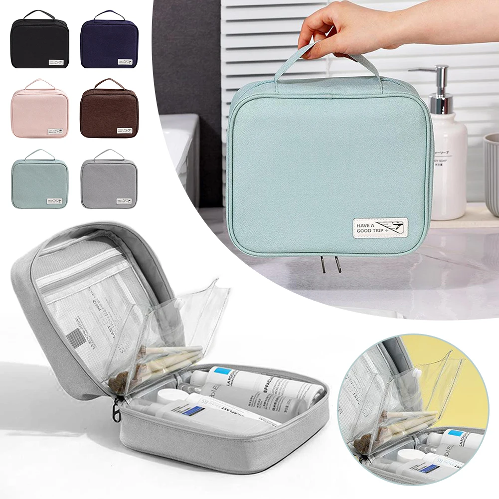 

Portable Simple Squared Toiletry Storage Bag Water Resistant Waterproof Wash Bag For Women Men Unisex