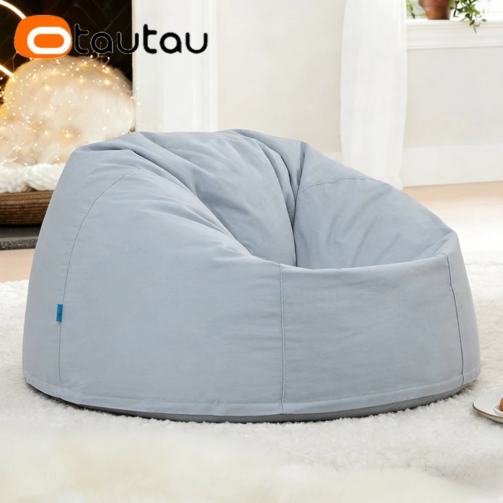 OTAUTAU D85cm Bean Bag Cover Corner Breathable Soft Pure Cotton Pouf Beanbag Cover DD187【No Filler!Please Buy Filler Yourself!】