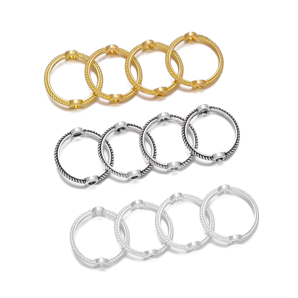 30-100pcs/lot Vintage Round Frame Connect Beads Frame Ring Through Hole Bead Circle for DIY Beading Jewelry Making Supplies