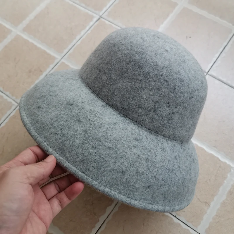 Wool Felt Hat Floppy Wide Brim Winter Hat for Women Fedora Hat Plain Ladies Hat Dress Church Cloche Bucket Bowler Hat Crushable