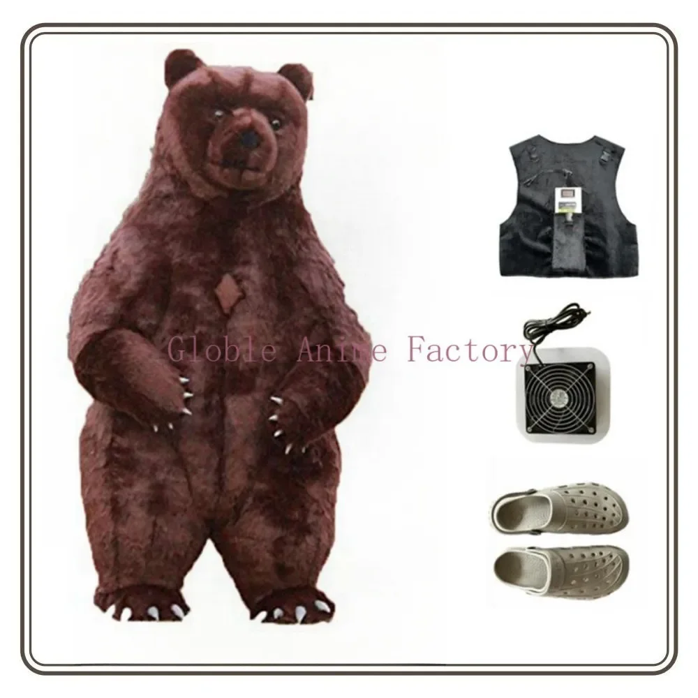 Giant Inflated Bear Costume Adult Roaring Bear Blow Up Bear Suit Funy Halloween Cosplay Fancy Dress Animal Character Stage Gift