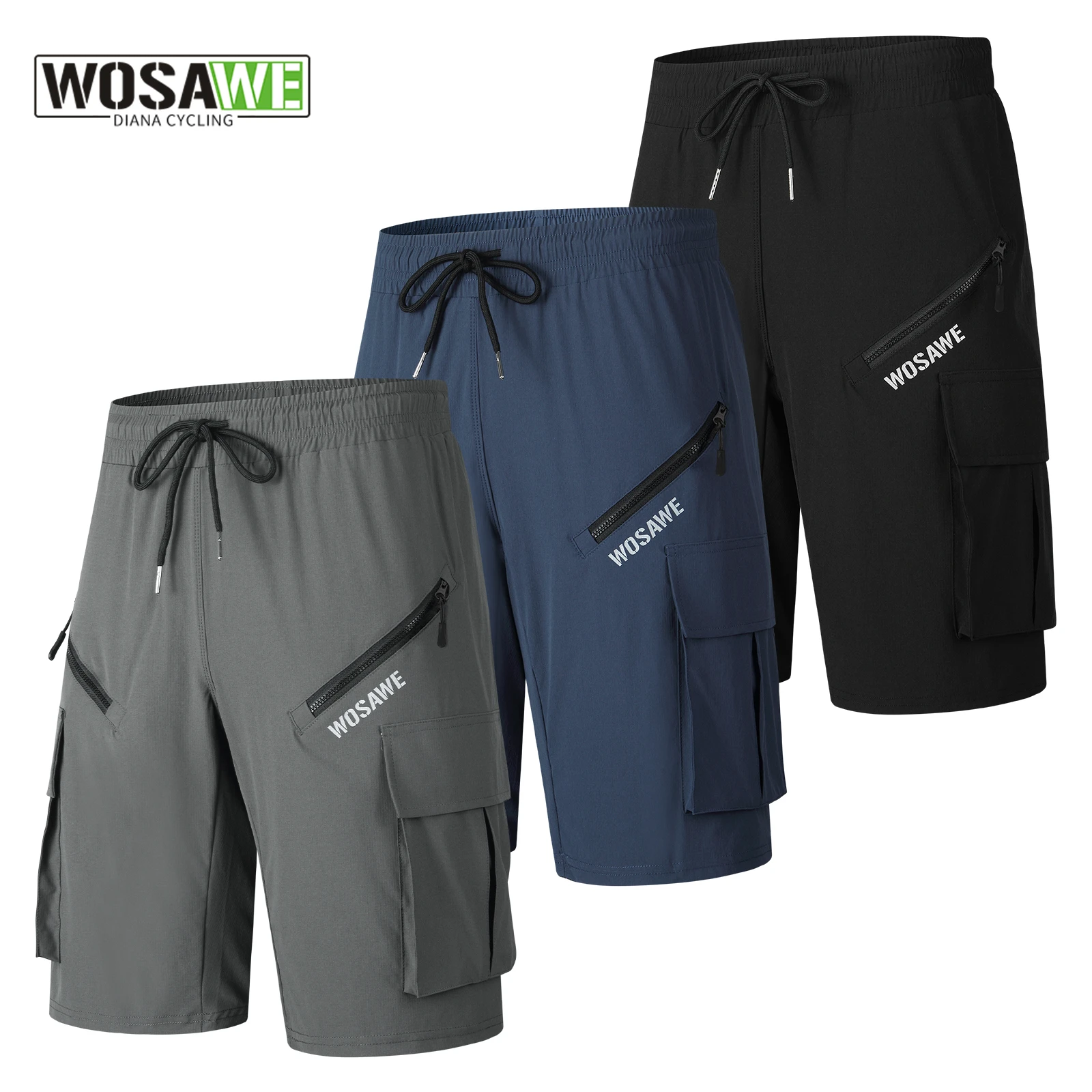 

WOSAWE Mens Bicycle Shorts Motocross Racing Moto MTB Shorts Downhill Bicycle Mountain Bike Summer Short Pants Baggy with Pockets