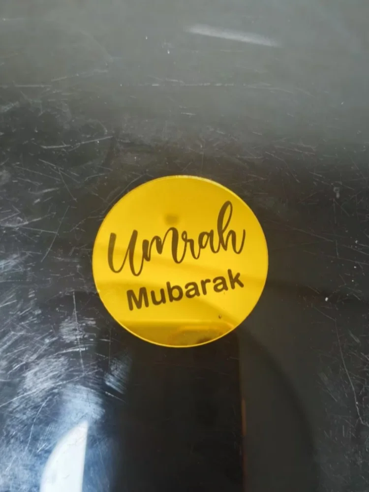 10Pcs Gold Umrah Mubarak Mirrored Acrylic Cupcake Toppers Home Muslim Islamic Party Eid Al-Fitr Dessert Table Cake Decor Supplie