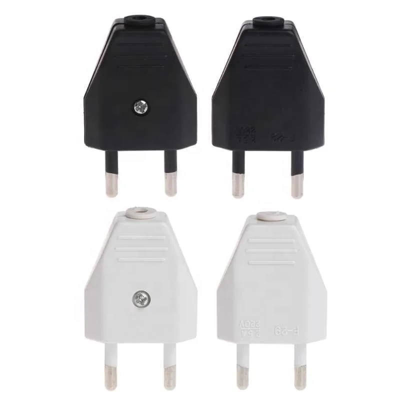 2 Peças 5 Peças 10 Peças Rewirable Plug Europeu 250V 2.5A CE 2 Pinos Sem Fio Plug Masculino Para DIY Cabo De Alimentação