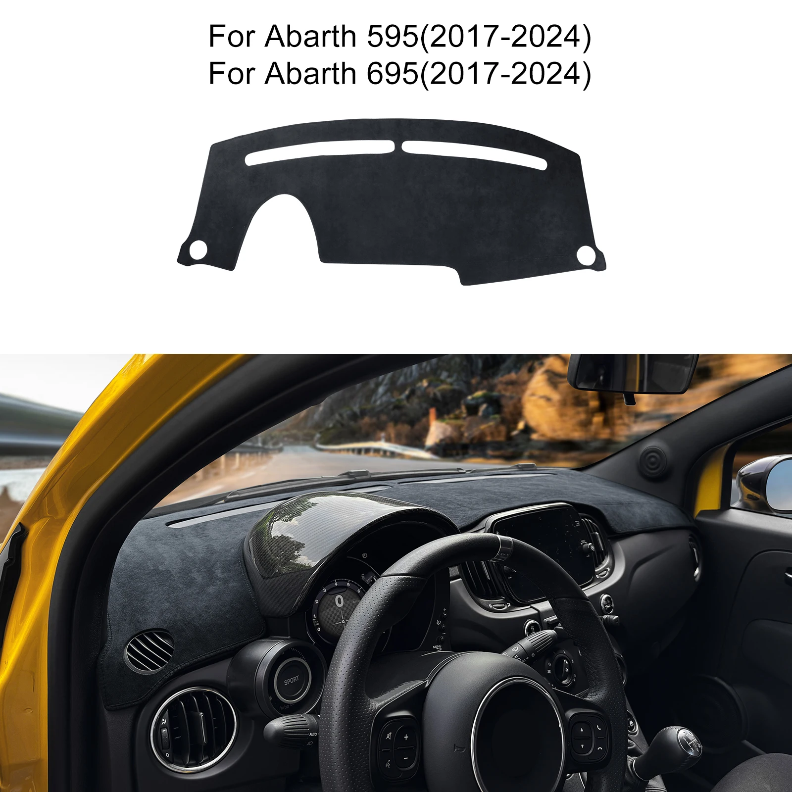 For Abarth 595 695 2012-2019 2020 2021 2022 2023 2024 LHD RHD Car Dashboard Dash Protect Mat Pad Summer Dashmat Sunshade Carpet