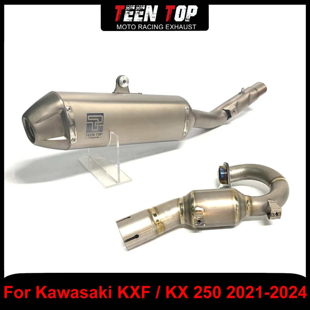 

For KAWASAKI KXF/KX 250 Full Exhaust Systems Titanium Alloy Motorcycle 45mm KXF 250 2021-2024 Slip on Exhaust Connection Pipe
