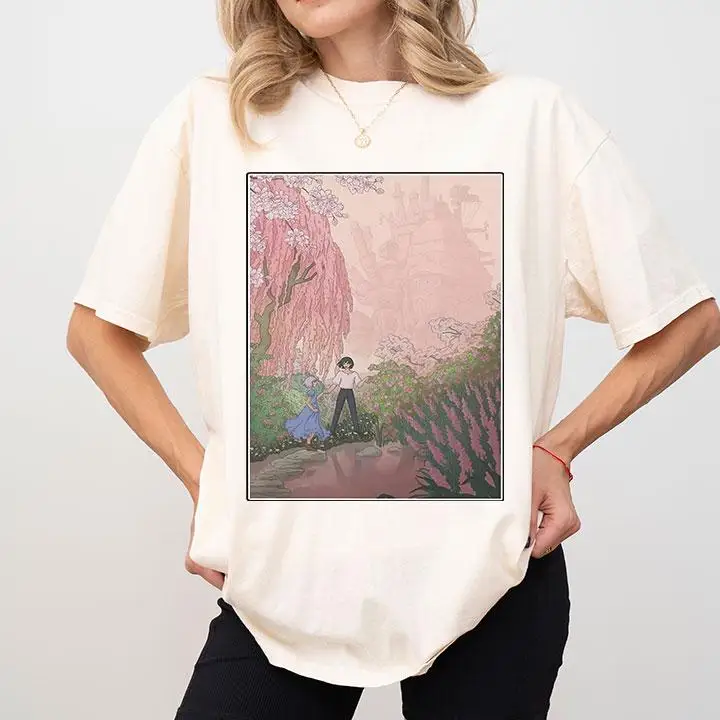 2026 Summer Women's Howl's Moving Castle T-Shirt  Cotton and Breathable Short Sleeve Streetwear Oversized Loose Casual