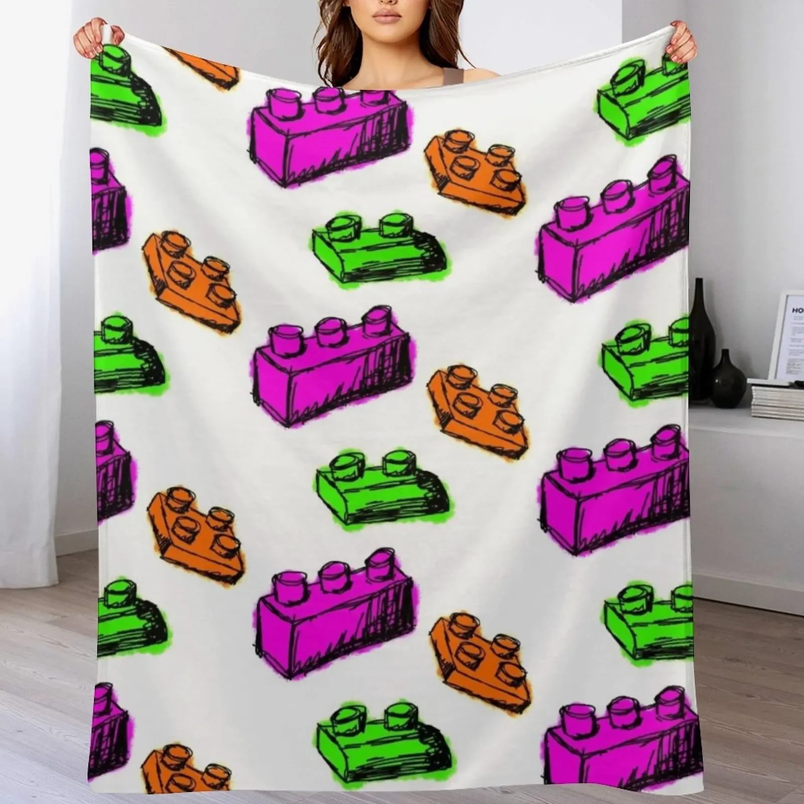 

Secondary Colors Building Blocks Throw Blanket Warm Comfortable Blanket for Office Napping