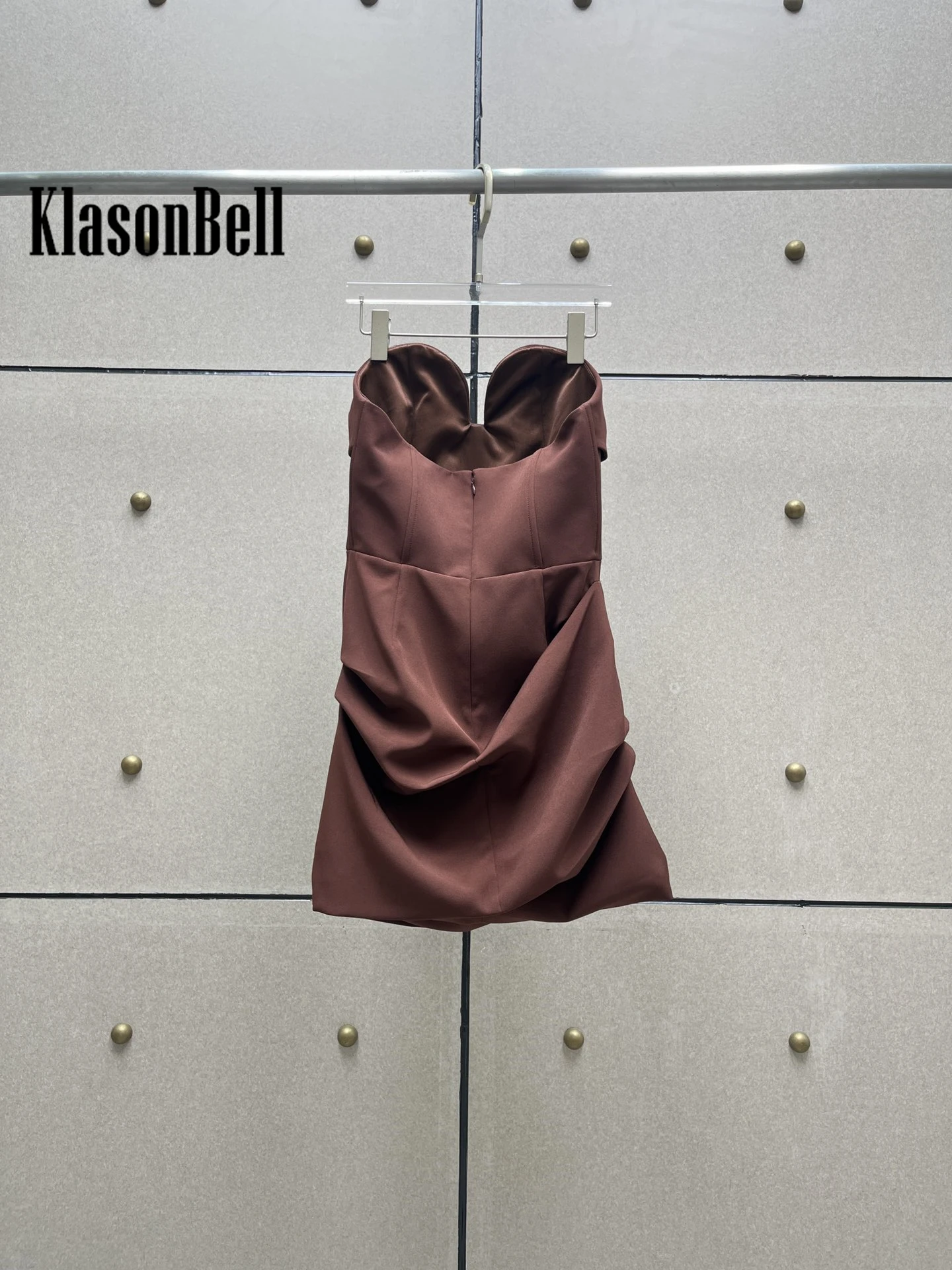 8.16 KlasonBell Women Fashion Sexy Off-Shoulder Chest Wrapping Party Evening Dress Fishbone Collect Waist Ruched Short Dress