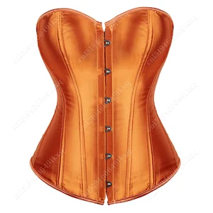 Overbust Loop über der Punktzahl für Frauen, sexy Korsetts, Orange Satin Bustier, obere Plus Größe 12 Hauptverkauf Orange Korsett - №11