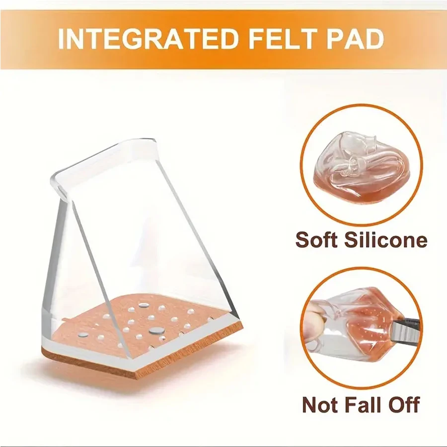 16pcs Square chair leg floor protector, silent chair leg cover, felt mat, sofa leg cover, table foot pad, noise reduction