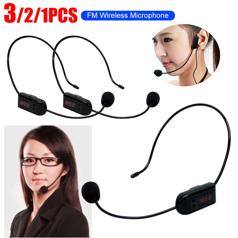 FM Wireless Microphone Headset Megaphone 87 MHz-108MHz Radio Mic Lectures Microphone for Speaking Teaching Tour Guide Instructor