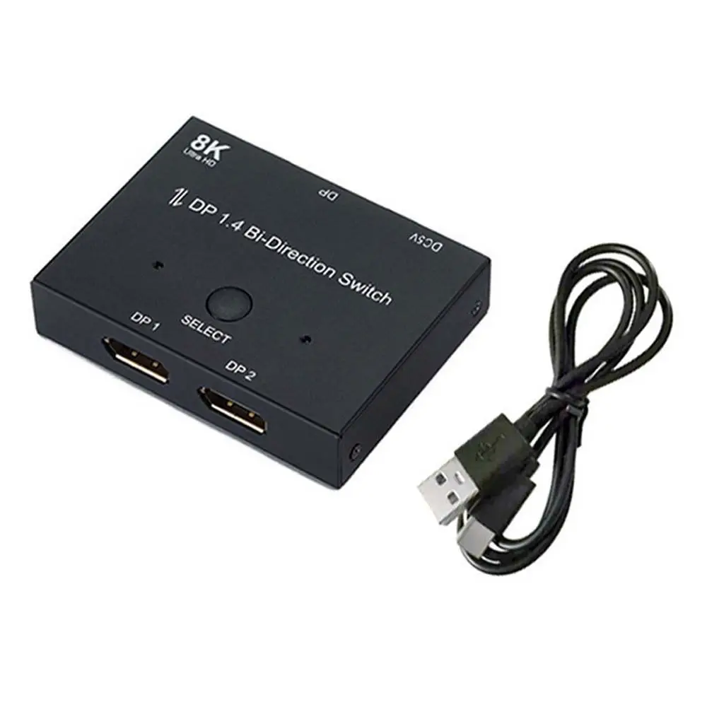 Switch Bi-Direction Box Hub DisplayPort Konverter Switcher Box Hub 8K DisplayPort Splitter Video Adapter Video Splitter