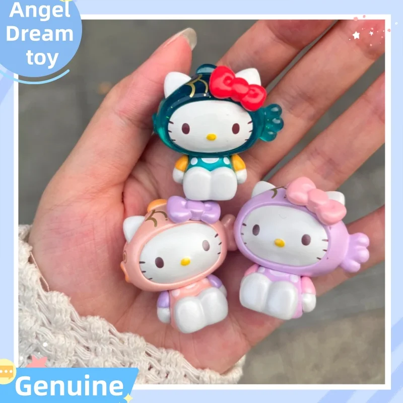 

New In Stock Genuine Hellokitty Joyful Encounter Koi Cute Bean Hello Kitty Blind Box Mini Handmade Cute Decoration Girl Gift