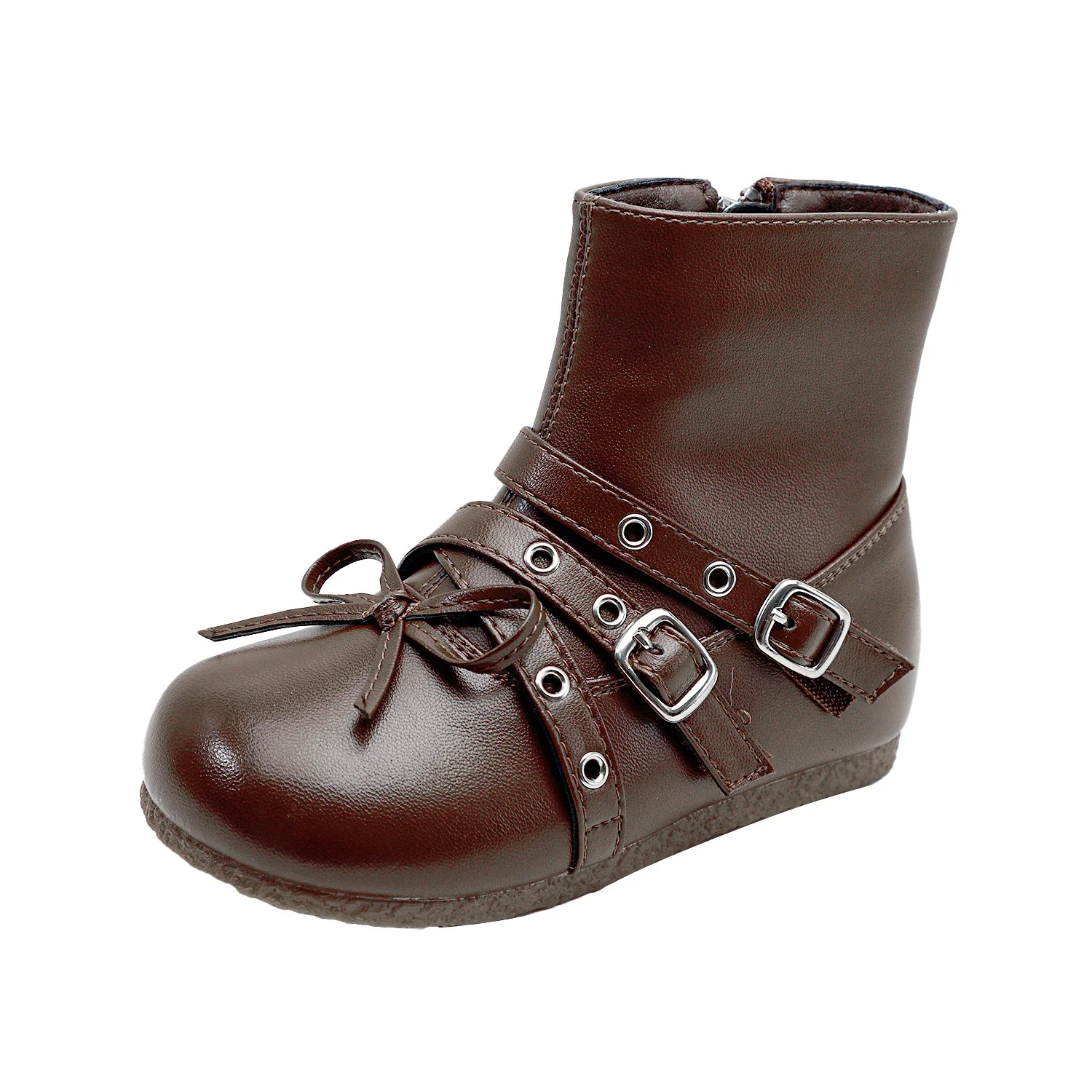 

Autumn New Children's Boys Girls Retro Cute Bow Punk Style Short Boots Kids Toddler Casual Fashion Leather Boots