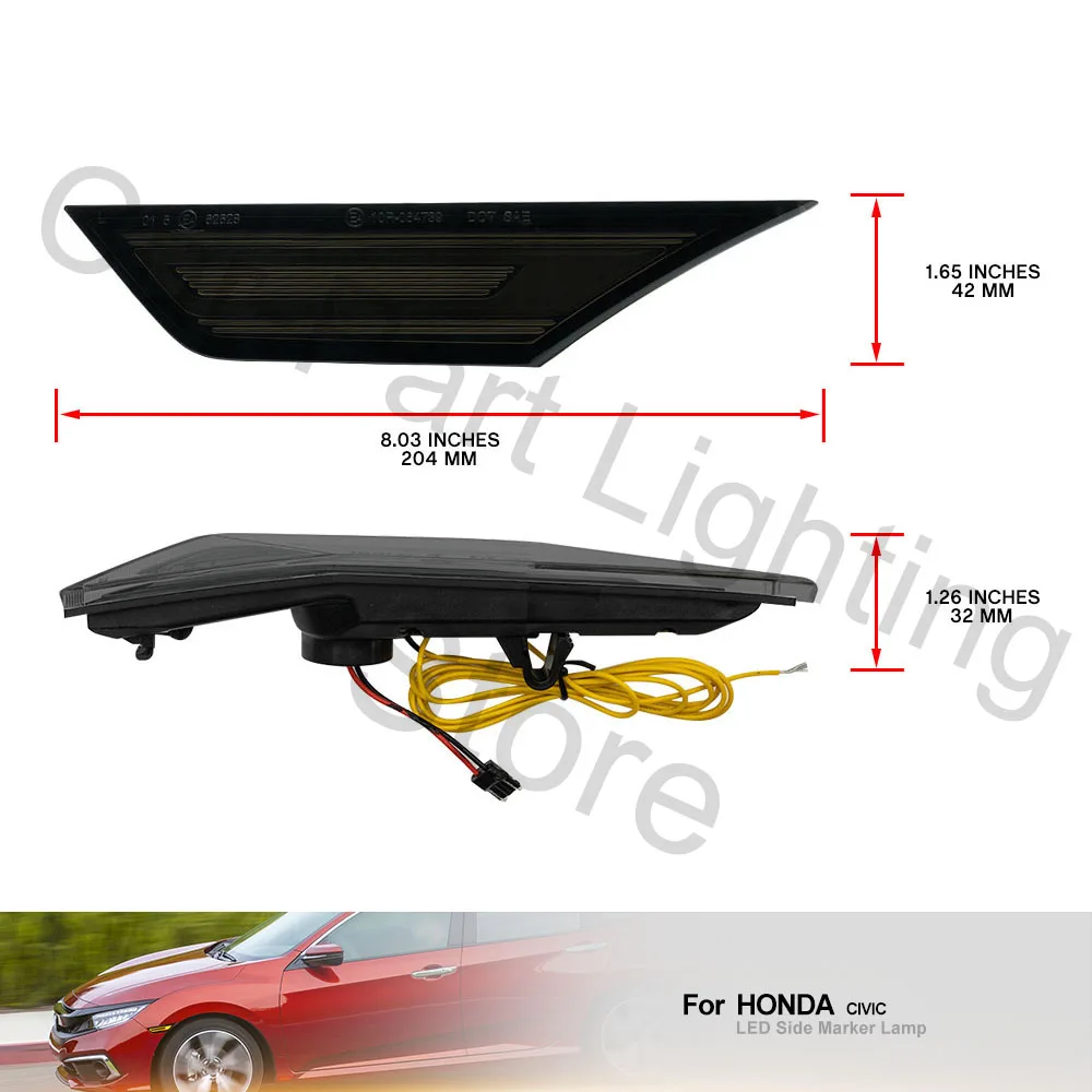 2X LED dym dynamiczny boczny obrysówka kierunkowskaz światła Repeater lampka kierunkowskazu migacze dla 2016 2017 2018-2021 10th Gen Honda Civic