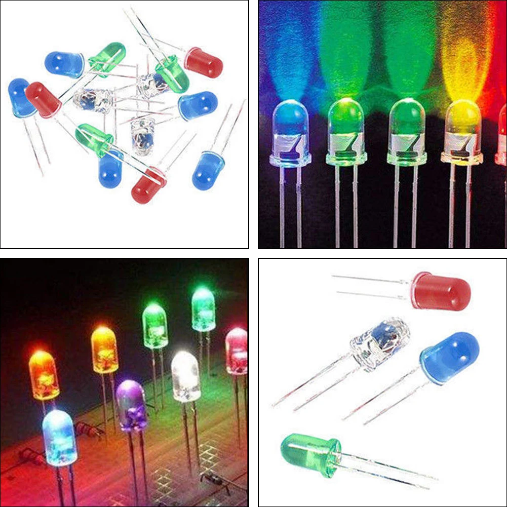 500Pcs LED Light-Emitting Diode 100Pcs/Color 5MM Luminous Diode Kit LED Light Emitting Diode Assortment for Electrical Equipment