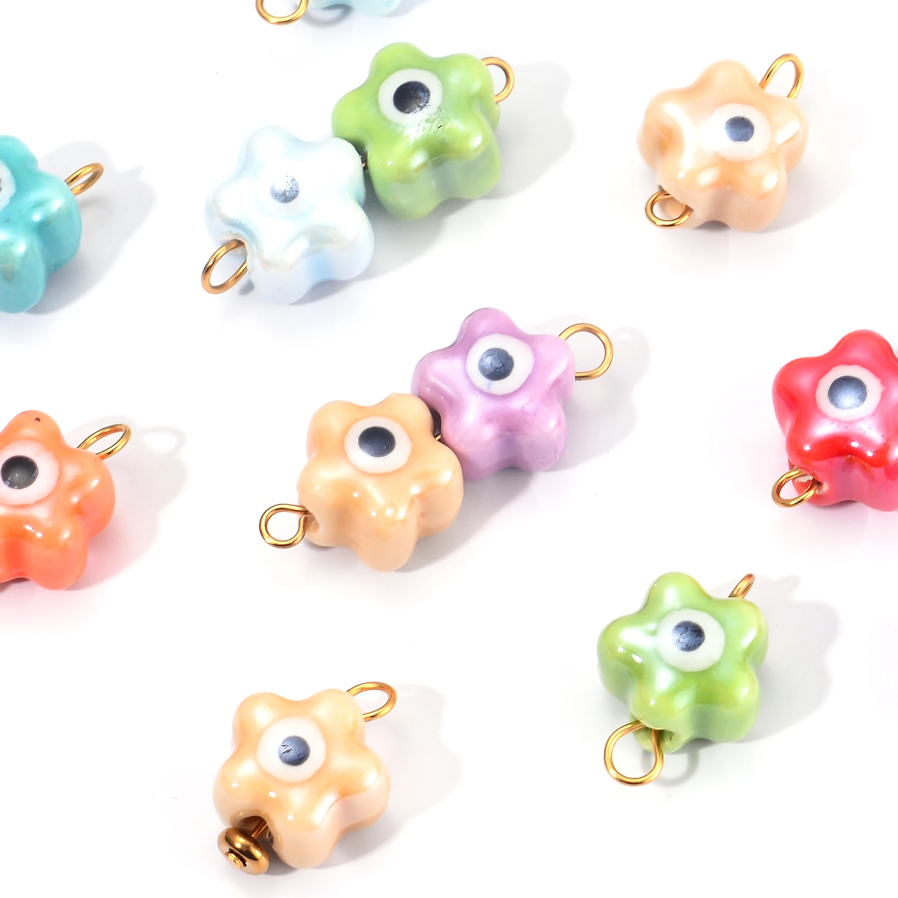 Picture 3: 6pcs/lot Colorful Star Ceramic Beads Cute Eye Star Charms Diy Handmade Jewelry Earrings Necklace Bracelet Accessories