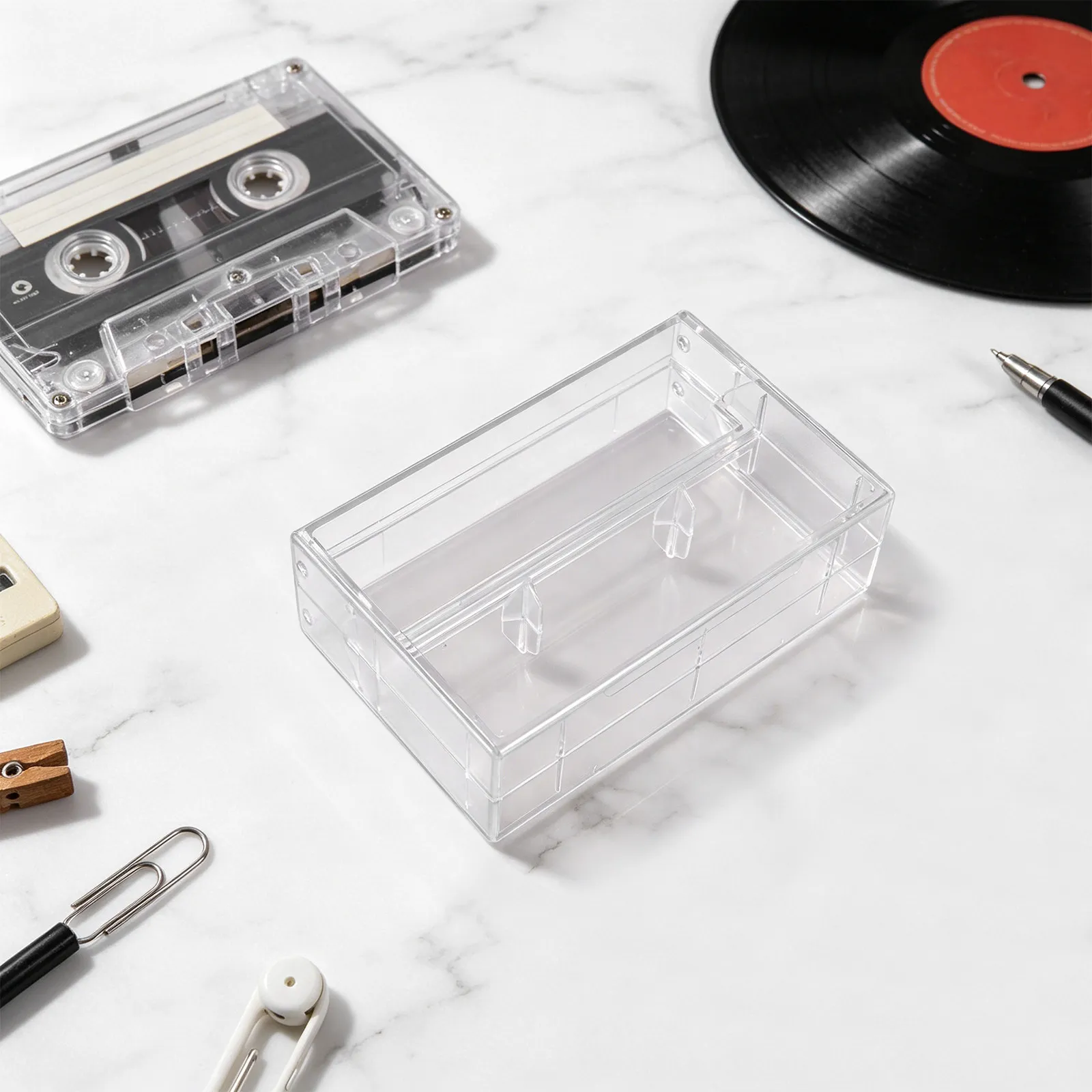 4Pcs Plastic Cassette Tape Case Organizer For Music Cassette Storage Organize Double Sided Clear Audio Blank